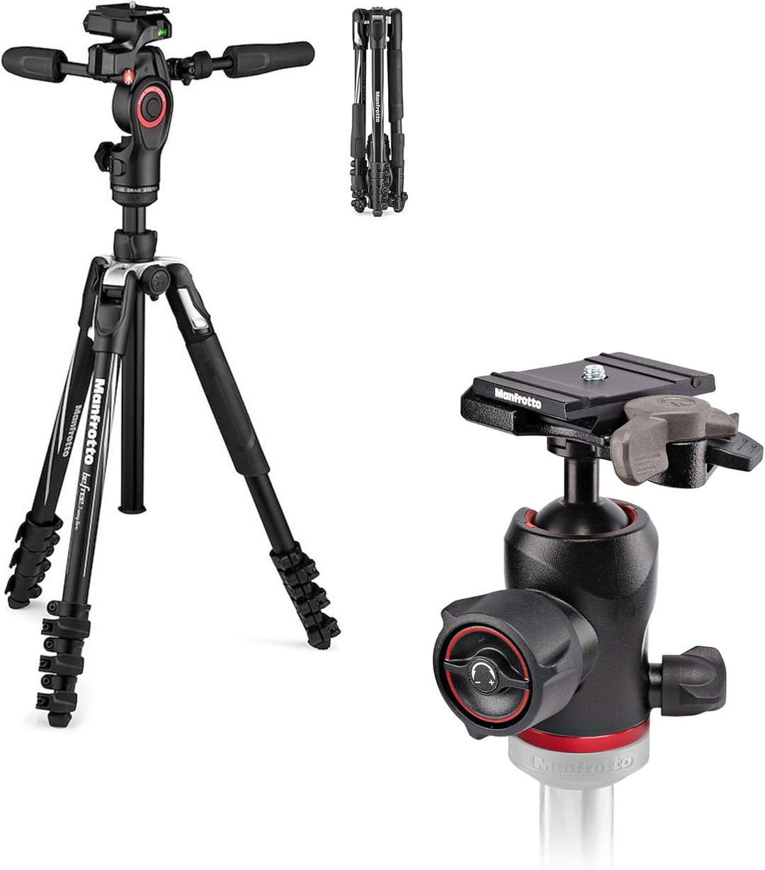 Manfrotto Befree 3-Way Live Advanced Travel VideoTripod Kit, Aluminium mit Fluidkopf für Camcorder u