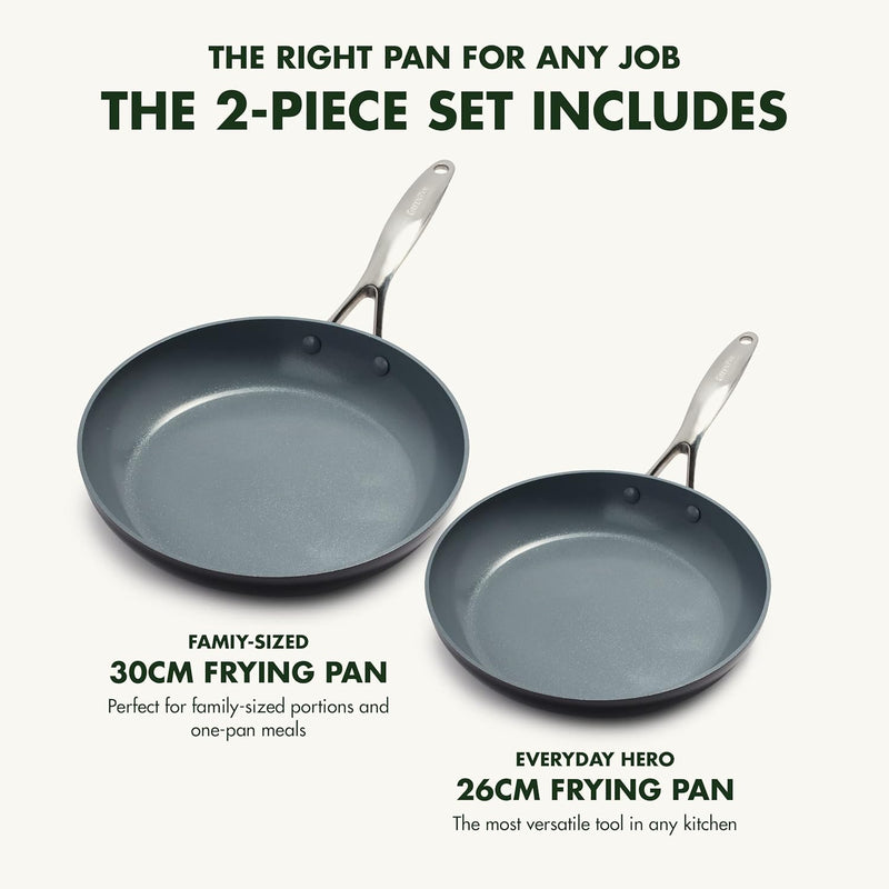 GreenPan Valencia Pro Harteloxierte Gesunde Keramik Anti-Stick 26 cm & 30 cm Bratpfannen-Set, PFAS-f