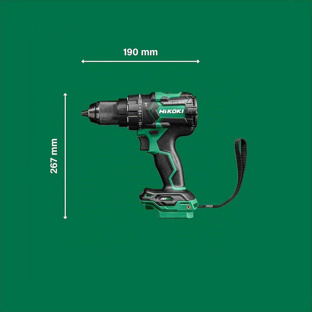HiKOKI Akku-Schlagbohrschrauber - 36 V - 155 Nm, Brushless, 13 mm Metall Schnellspannbohrfutter, 22