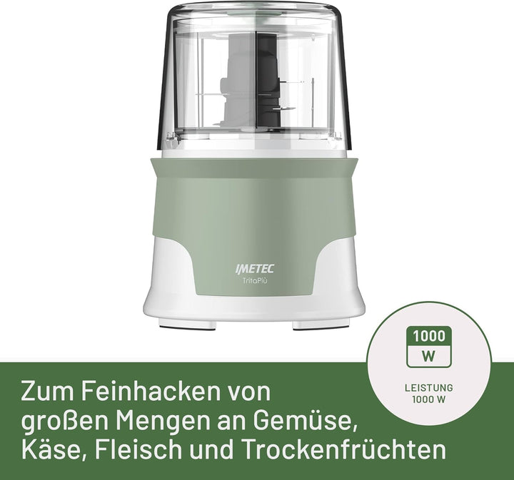 Imetec Tritapiù Zerkleinerer, 4 Edelstahlklingen, grosser Behälter 600 ml, 18 U / min, Druckbetrieb,