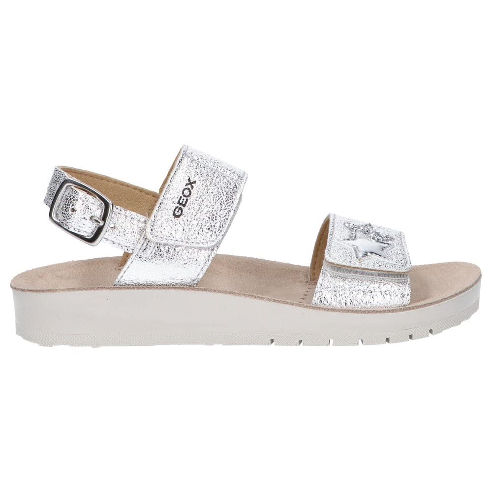 Geox Mädchen J Costarei Gi Sandals, 24 EU Silber