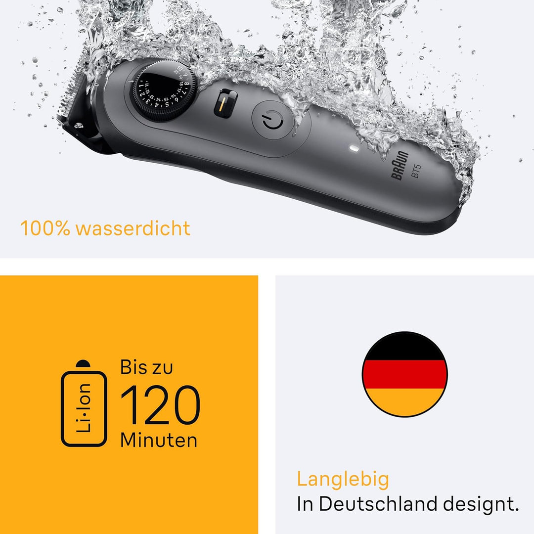 Braun Barttrimmer Series 5, Elektrischer Bartschneider Herren mit 5 Zubehörteile, Ultrascharfe Kling