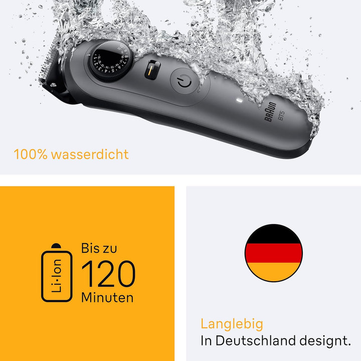 Braun Barttrimmer Series 5, Elektrischer Bartschneider Herren mit 5 Zubehörteile, Ultrascharfe Kling