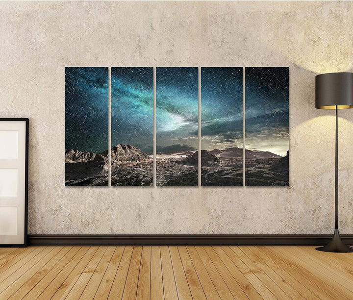 islandburner Bild auf Leinwand Milchstrasse In Der Morgendämmerung In Einer Berglandschaft Bilder Wa