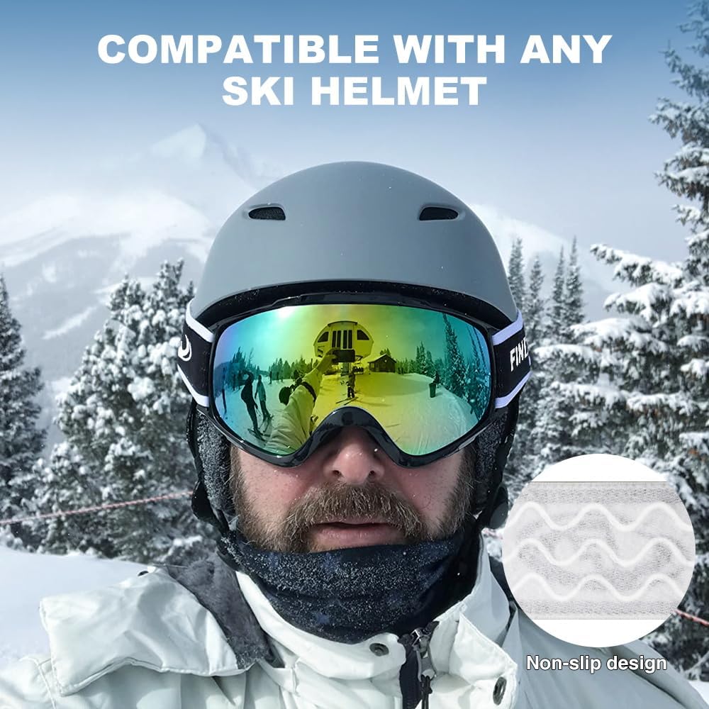 Findway Skibrille, Snowboard Brille für Brillenträger Herren Damen Erwachsene Jugendliche OTG UV-Sch