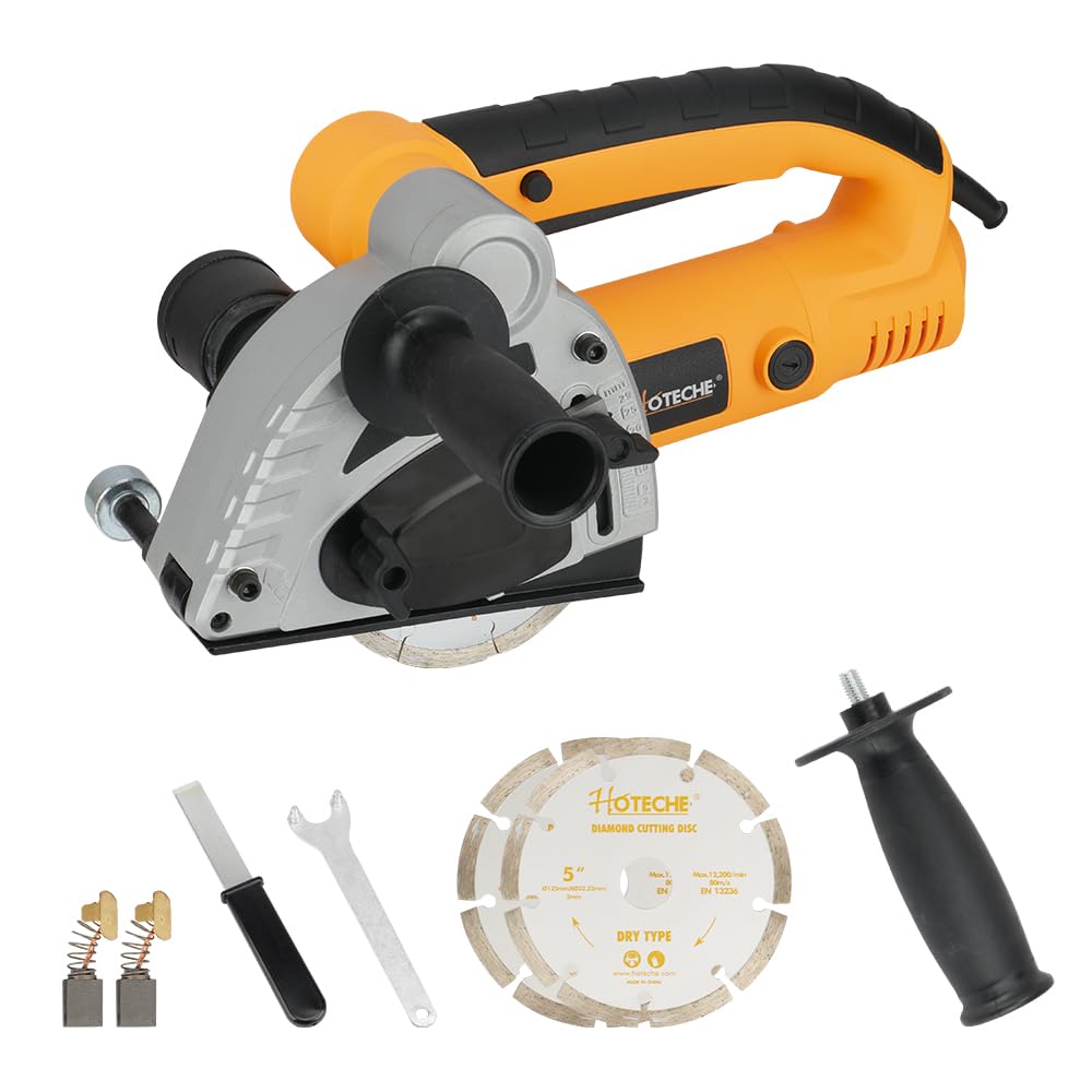 Hoteche 125mm 1500W Grabenfräse | Kupferdrahtmotor, Weichstart, 8500RPM, Mit 2 Diamant - Scheiben, i