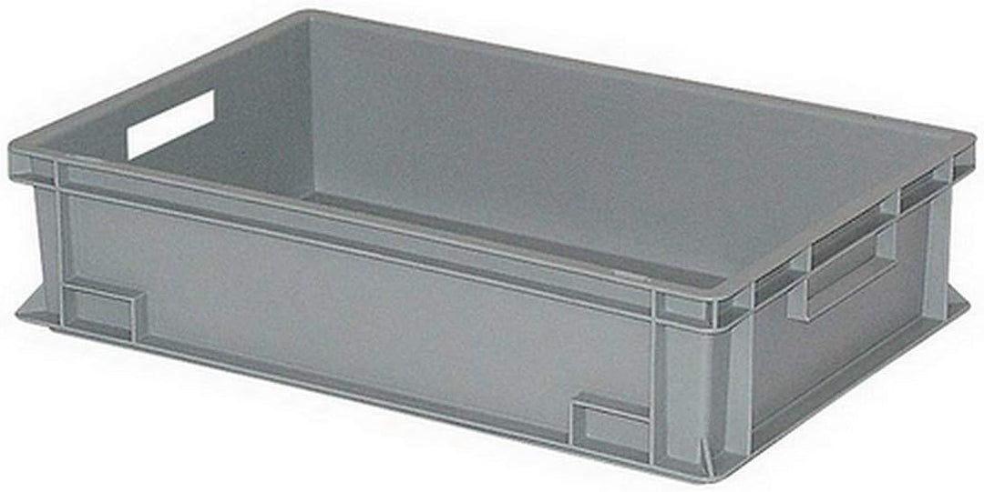 BRB 6er Set Eurobehälter mit 2 Durchfassgriffen 600x400x150 mm, 27 Liter, grau