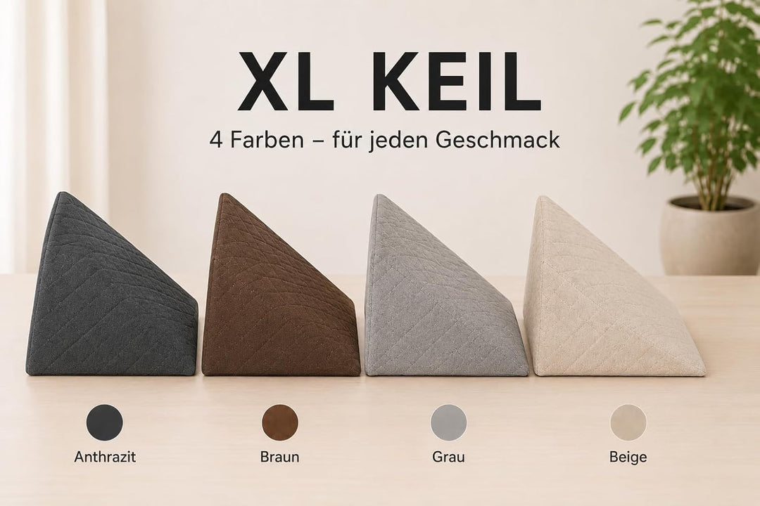 Sabeatex® Rückenkissen, Keilkissen für Couch und Sofa, Lesekissen für bequemes Sitzen. 5 Unifarben f