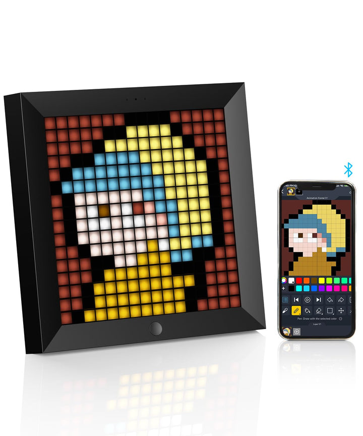 Divoom Pixoo Pixel Art Digitaler Bilderrahmen, Programmierbares 16 * 16 RGB LED Panel, Smart Clock m