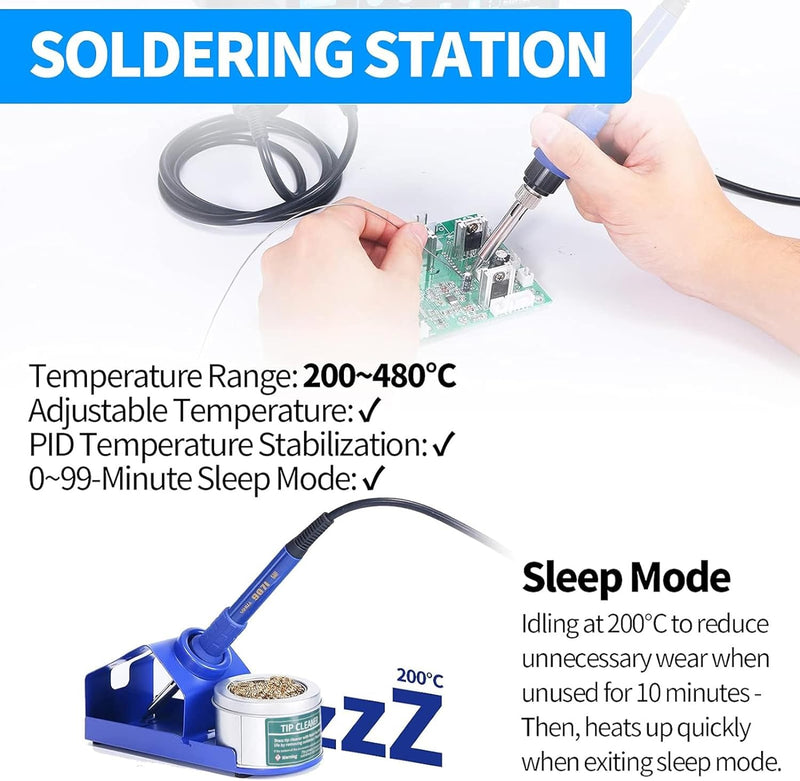 YIHUA 862BD+ SMD-Heissluft-Nachbesserungsstation und Lötstation, 2-in-1 Station mit Temperaturstabil