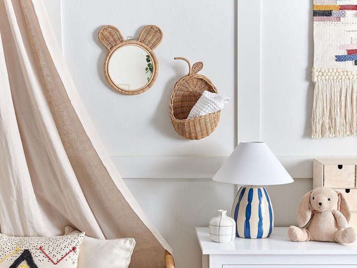 Wanddekoration Rattan Apfelform natürlich/beige 40 cm Boho Kinderzimmer Makonde