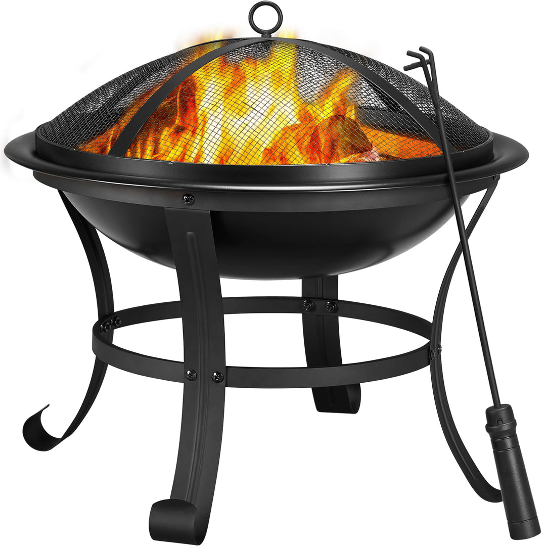 Yaheetech Ø 54cm Feuerschale mit Funkenschutz, Outdoor Feuerstelle Feuerkorb, Fire Pit, Feuerschalen
