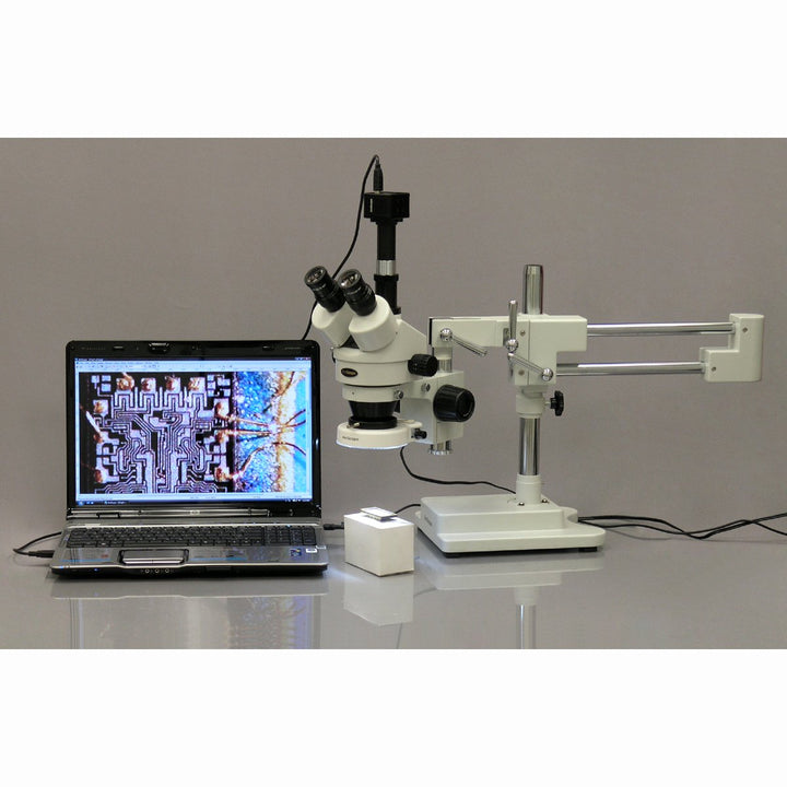 AmScope SM-4T-80S-M Trinokulares Stereomikroskop mit 80-LED-Licht und 1.3 MP USB-Digitalkamera, 7X-4