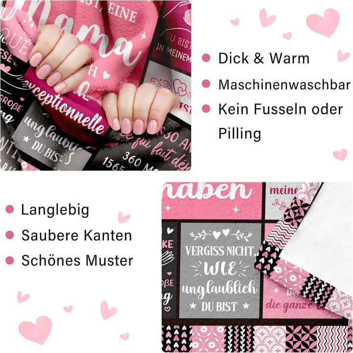 Muttertagsgeschenke für Mama - Kuscheldecke, Praktisches Geburtstagsgeschenk für Mama zum Muttertag,