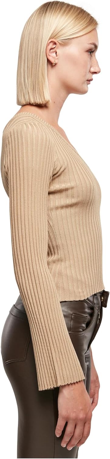 Urban Classics Damen Strickjacke Ladies Cropped Feather Cardigan, Kurze Strickjacke mit Knopfverschl