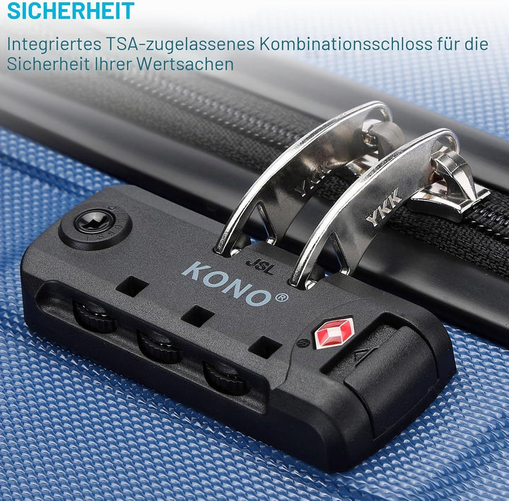 Kono Koffer Trolley Hartschale Handgepäck Zwillingsrollen Leichtgewicht ABS Kabinentrolley Reisekoff