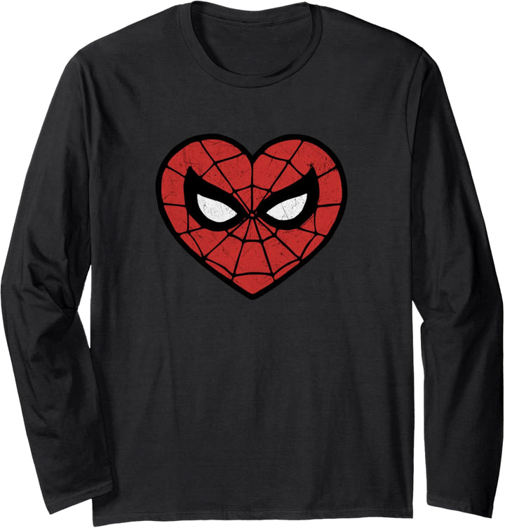 Marvel Spider-Man Face Mask Valentine's Heart Logo Langarmshirt