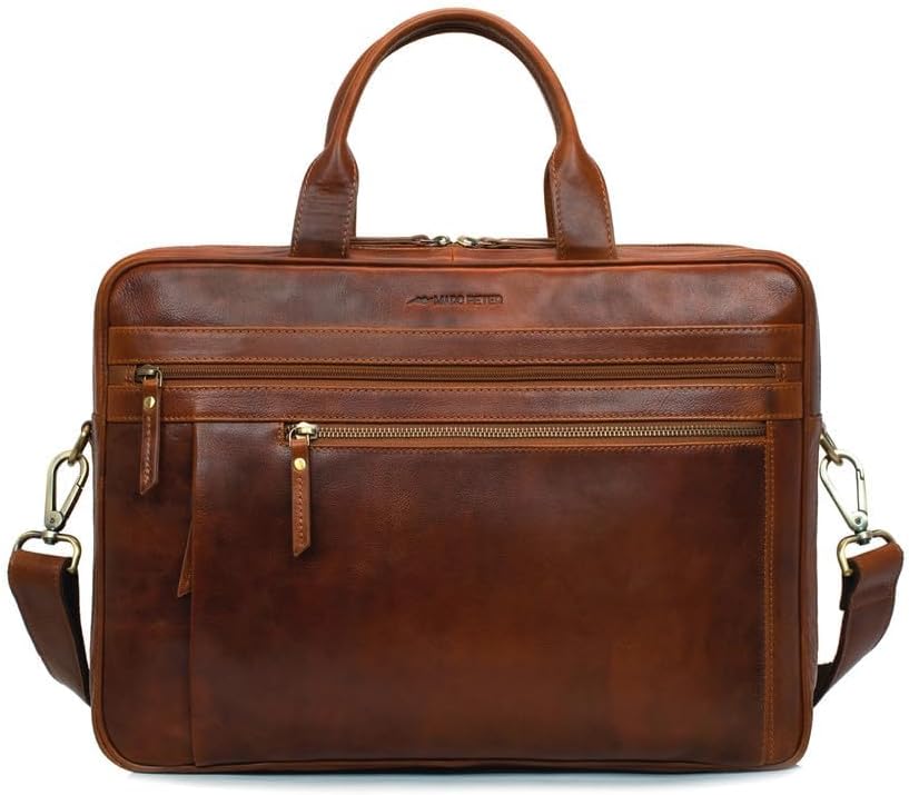 Marc Peter Laptoptasche Los Angeles I Leder Umhängetasche für 15.6 zoll Laptop I Aktentasche für Not