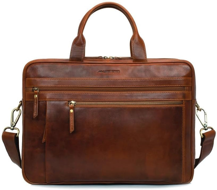Marc Peter Laptoptasche Los Angeles I Leder Umhängetasche für 15.6 zoll Laptop I Aktentasche für Not