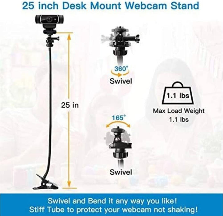 Faderr Webcam-Ständer, verbesserter flexibler Schwanenhals-Webcam-Arm, Kameraklemme Schwanenhals-Stä