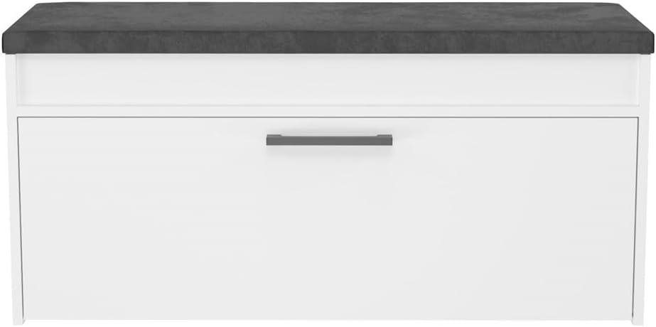 VBChome Schuhschrank mit Sitzfläche und Stauraum 100 x 35 x 49 cm Weiss Griffe Schuh-Organizer Holzä