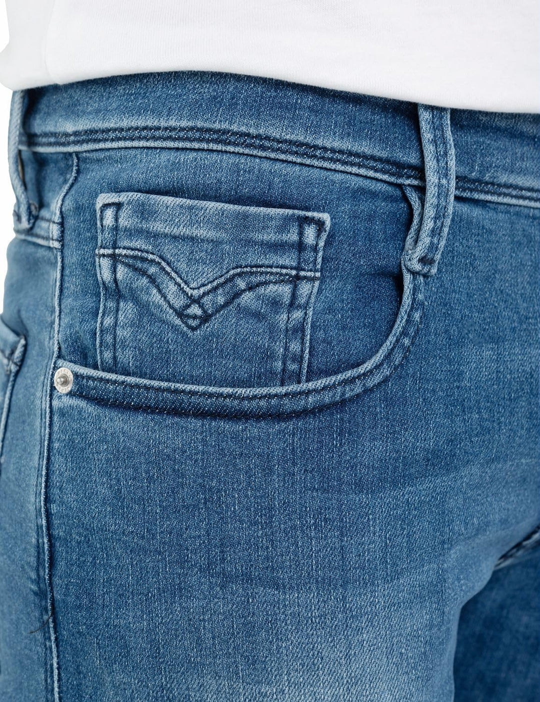 Replay Herren Jeans Anbass Slim-Fit mit Comfort Stretch 27W / 30L Medium Blue 009, 27W / 30L Medium