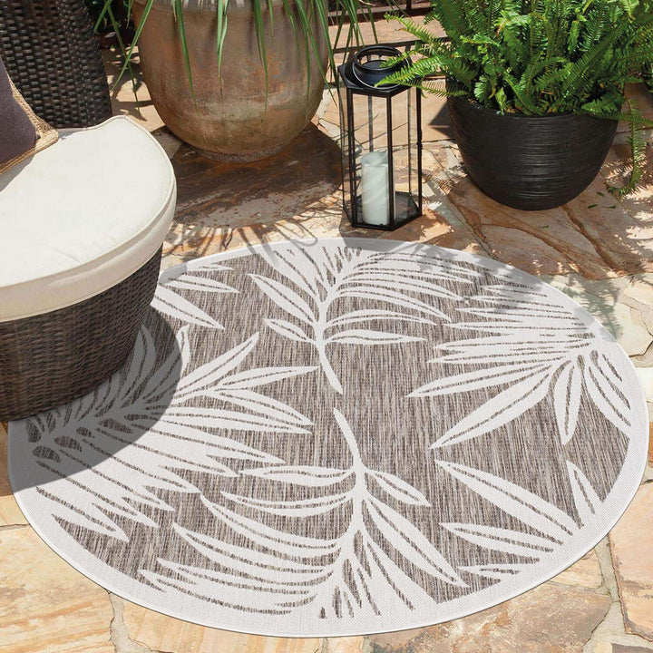 carpet city Outdoor-Teppich Wetterfest Balkon Terrassen - Beige in 120x120 cm Rund - Deko Teppiche A