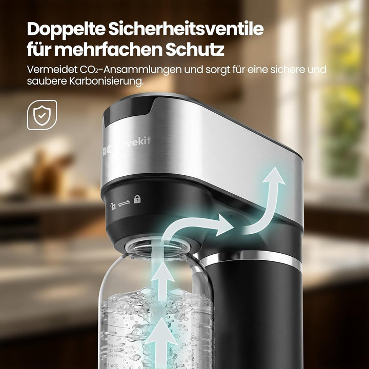 LLIVEKIT Wassersprudler, mit 4 einstellbaren Sprudelstufen, inkl. 0,5 L und 1 L PET-Flaschen BPA-fre