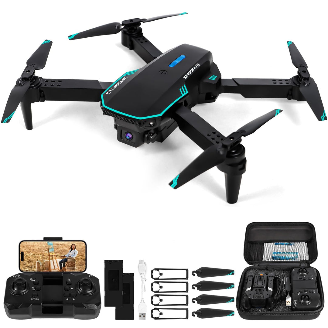Drohne mit Kamera 720P HD für Kinder, WiFi FPV Drone für Anfänger, RC Quadcopter mit 2 Akku, Schwerk