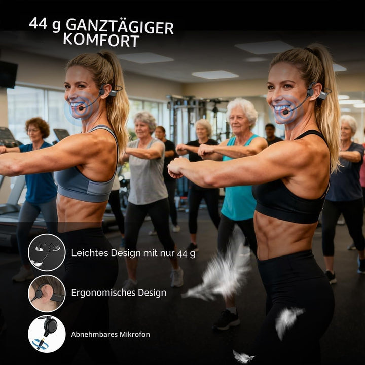 KIMAFUN IP67 wasserdichtes drahtloses Fitness-Mikrofon, 2.4G leichtes ergonomisches Headset Mikrofon