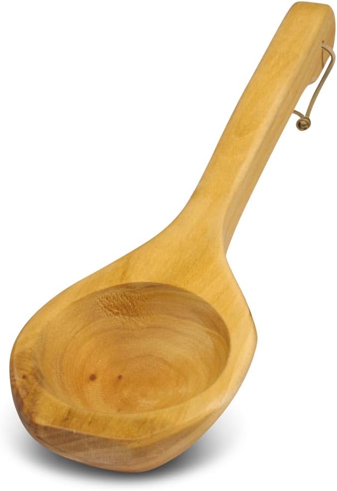 Sauna-Kelle aus dunklem Thermoholz - Traditionelle Aufgusskelle aus wärmebehandelter Erle - 40 cm Sa