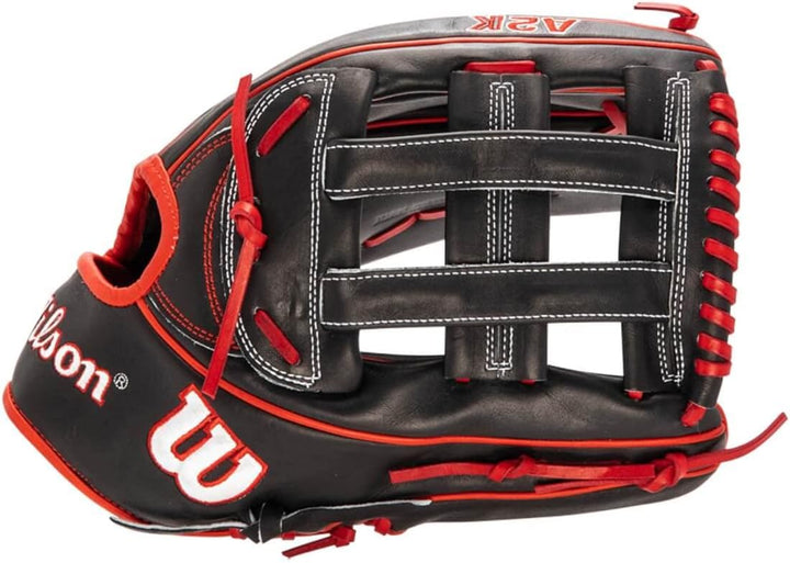 Wilson A2K Baseballhandschuh Serie Rechte Hand Wurf 32,4 cm Schwarz/Rot, Rechte Hand Wurf 32,4 cm Sc