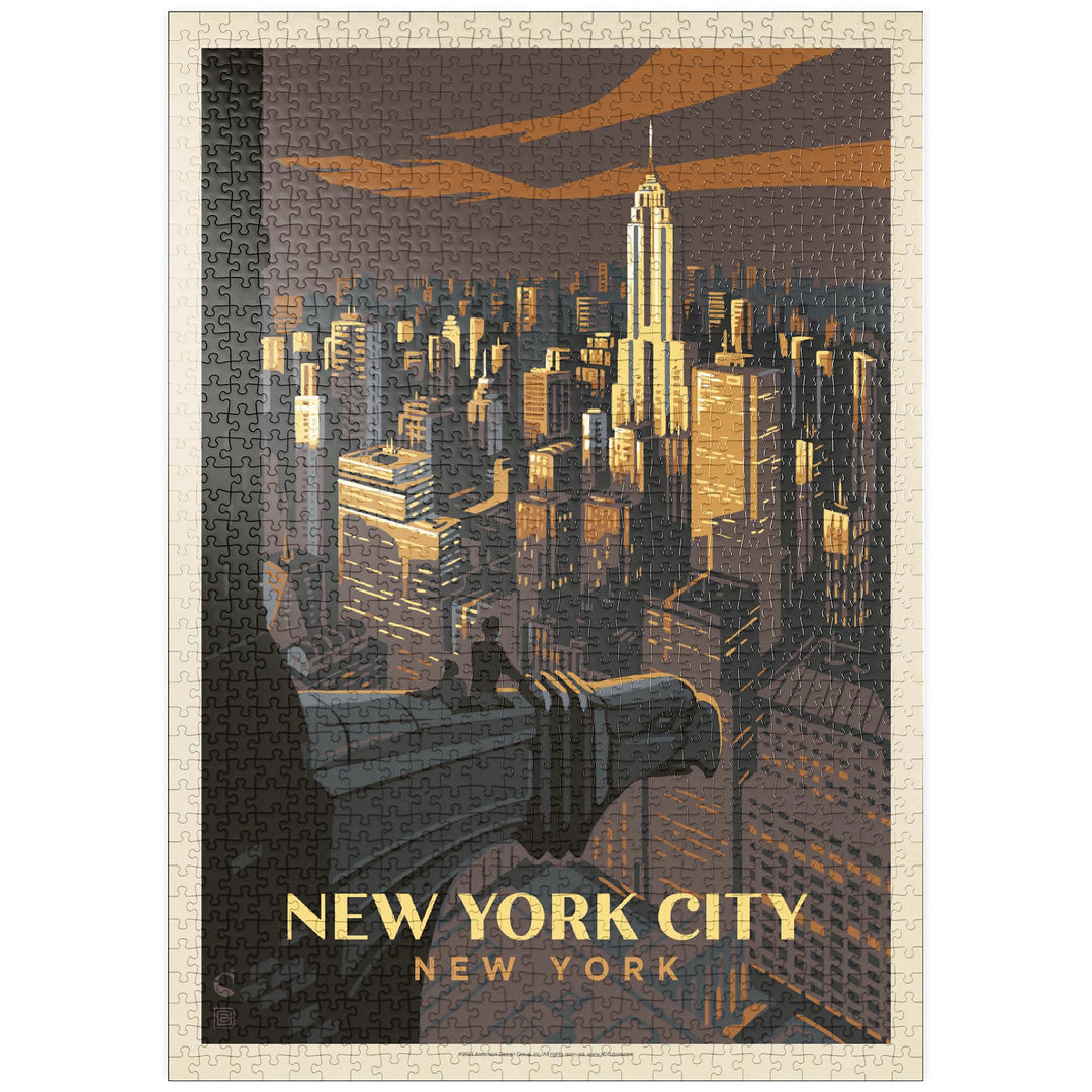 New York City: Eagle's View, Vintage Poster - Premium 1000 Teile Puzzle - MyPuzzle Sonderkollektion