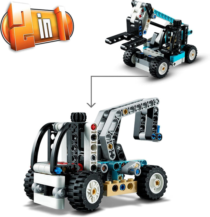 LEGO 42133 Technic 2-in-1 Teleskoplader Gabelstapler und Abschleppwagen Spielzeug, Baufahrzeug für J