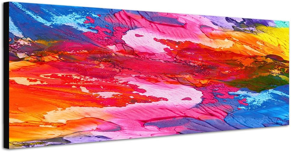 Paul Sinus Art Panoramabild auf Leinwand und Keilrahmen 150x50cm Handmalerei Farben abstrakt