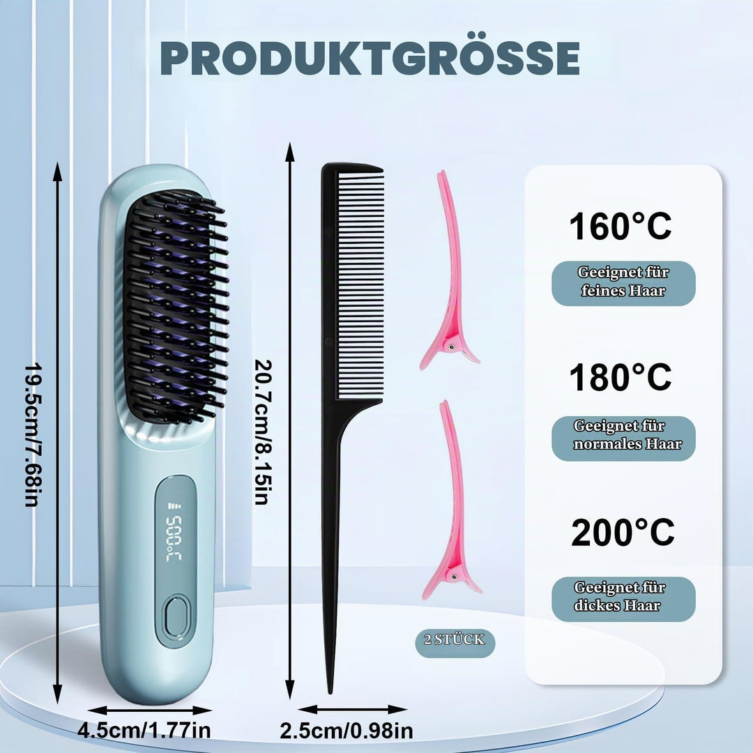 Mini-Haarkamm,Glättbürste Kabellos, 2026 Neu Haarglätter Bürste, Tragbare Bürste Glätten, Kabellose