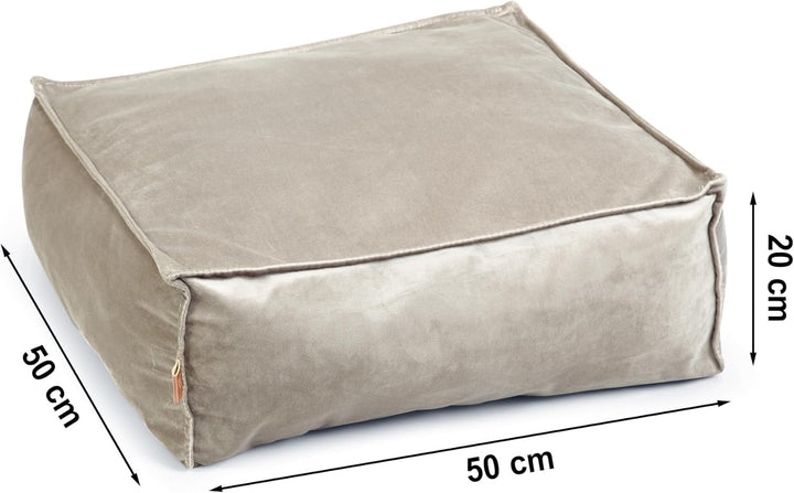 Designed by Lotte DBL Velveti, Liegekissen Katze, Samt, grau, 50x50x20