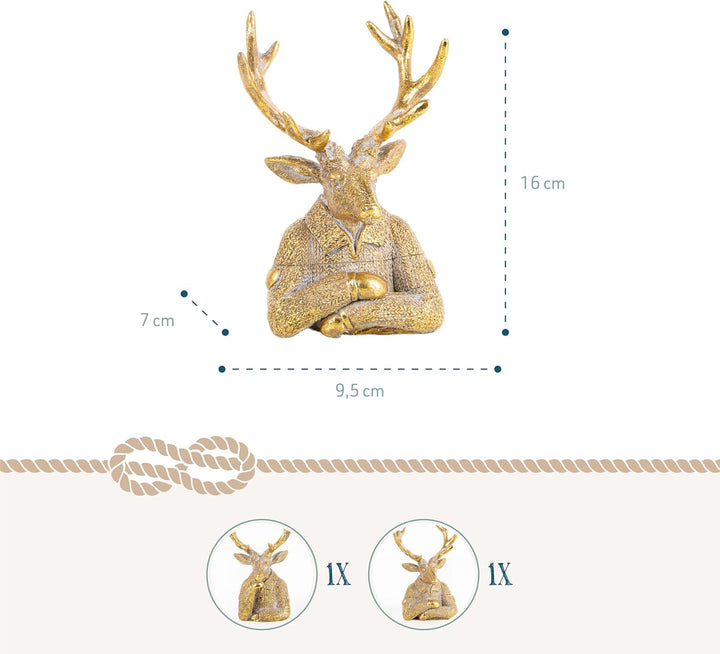 Logbuch-Verlag Hirsch-Figuren, 2 Stück: Weihnachtsfiguren Rentier Deko, Figur Weihnachten, Advent, H