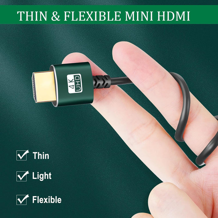 Thsucords Hyper Slim Mini HDMI zu HDMI Kabel 2M 2 Stück, Ultradünnes und Flexibles HDMI Mini Kabel U