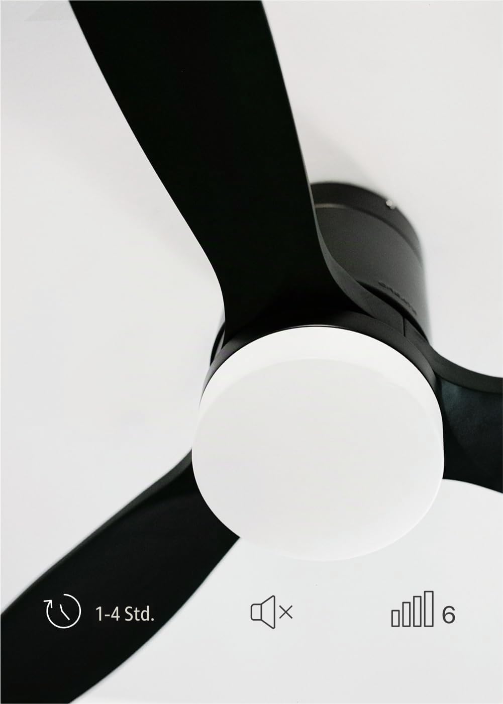 CREATE / WINDCALM S/Deckenventilator ABS mit Beleuchtung Schwarz mit Fernbedienung / 40W, leise, Ø11