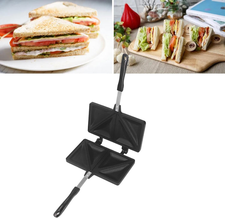 Doppelseitige Sandwich Backform, Hot Sandwich Maker Aluminiumlegierung Hot Dog Toaster doppelseitige