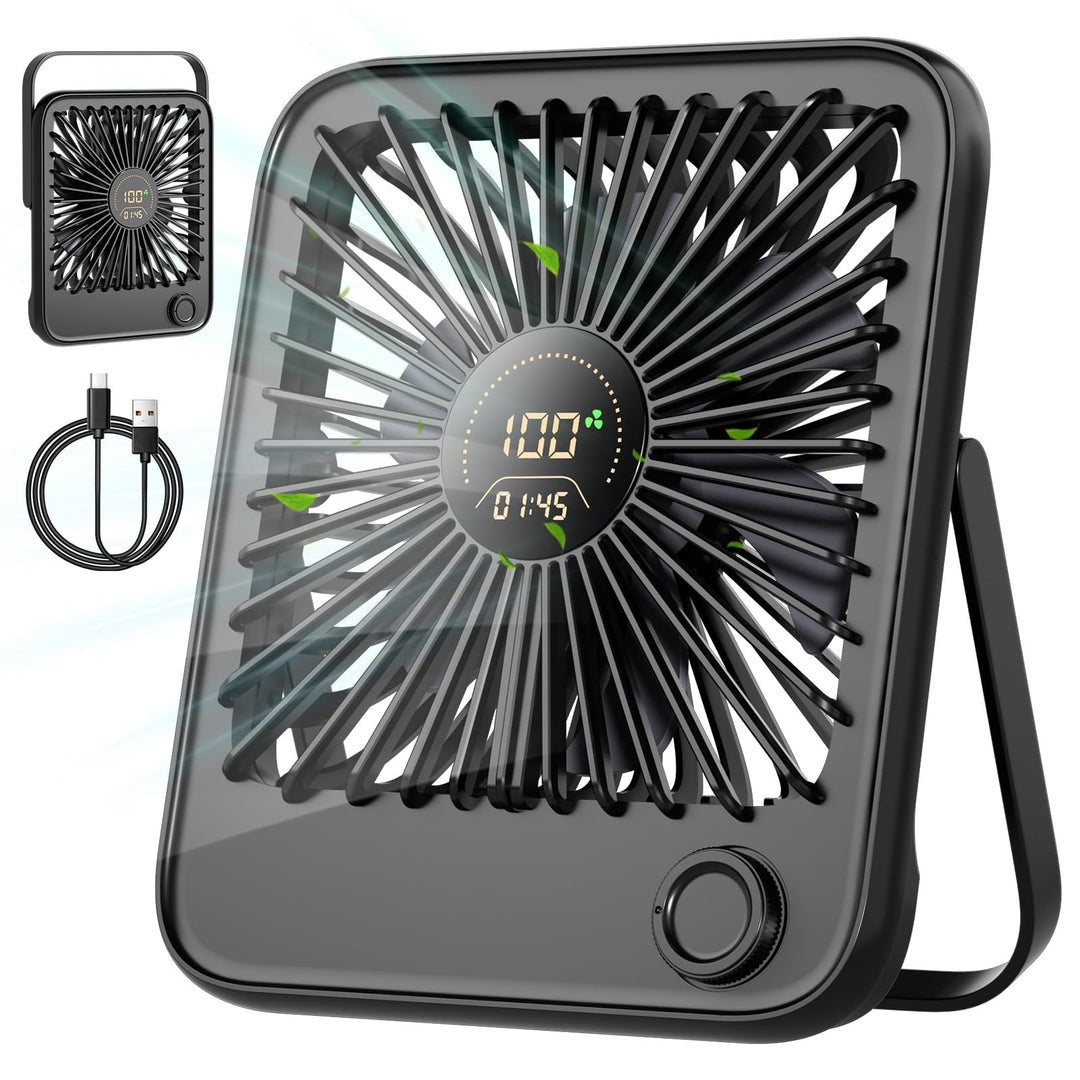 Dealswin Tischventilator Leiser Mini Ventilator mit Stufenlosem 1-100 Regler & LED-Anzeige, 3600mAh