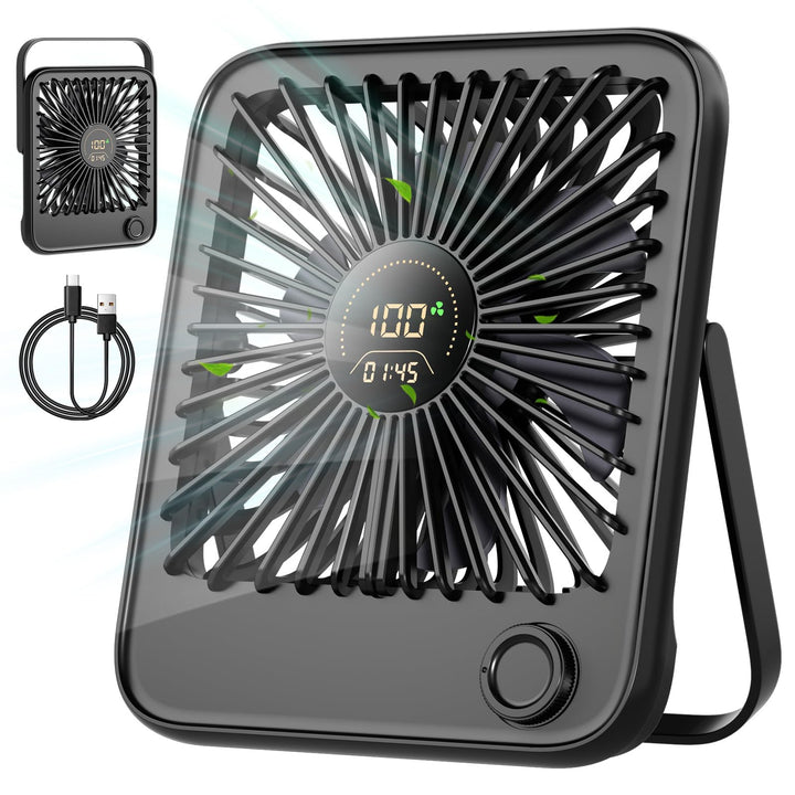 Dealswin Tischventilator Leiser Mini Ventilator mit Stufenlosem 1-100 Regler & LED-Anzeige, 3600mAh