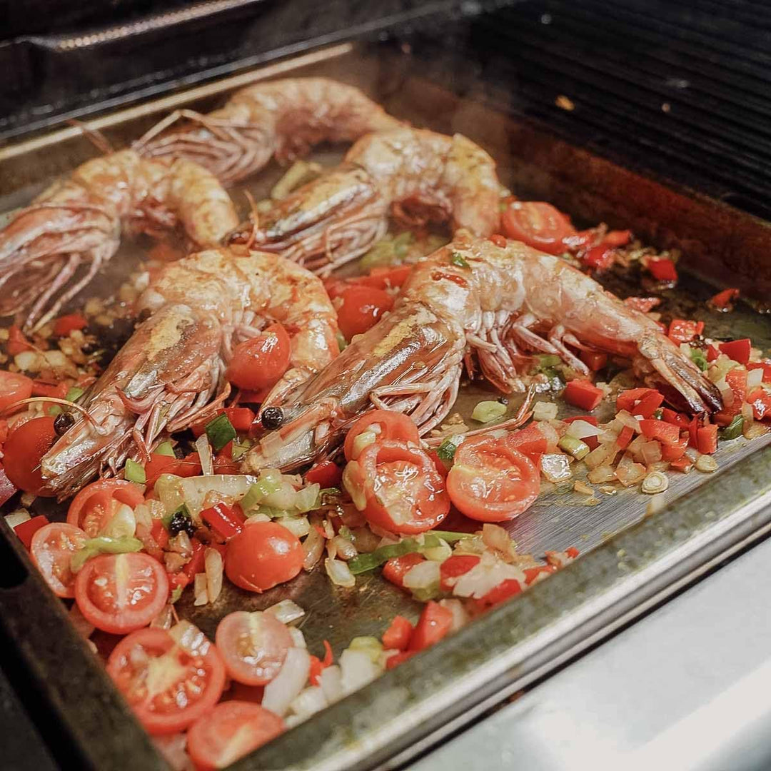 SANTOS einsetzbare Grillpfanne/Einsatzpfanne - Edelstahl Plancha - 32,7x44,9x4cm - für versch Napole