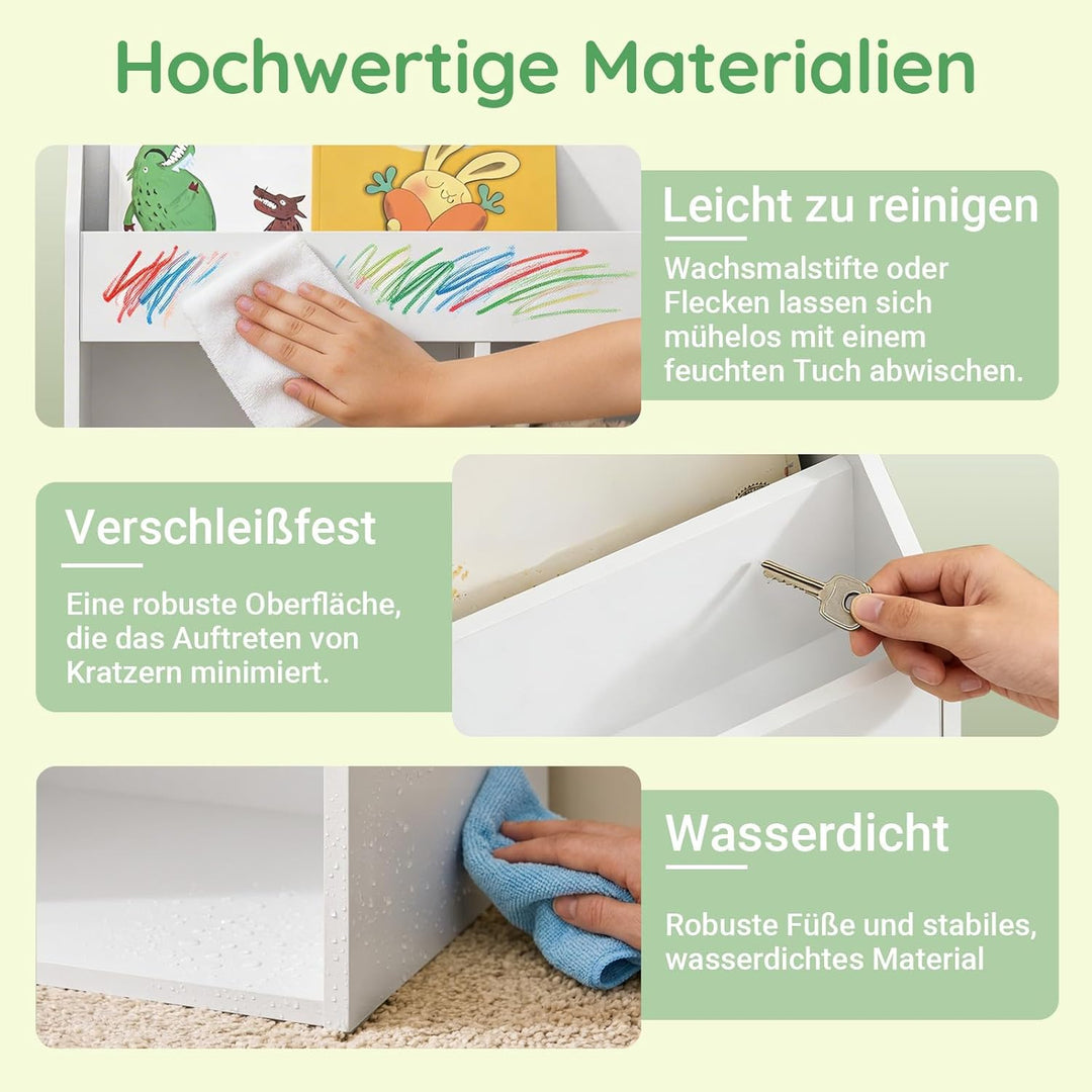 SoBuy Kinder Bücherregal Montessori Regal Kinderzimmer mit 3 Ablagefächern und 2 offenen Fächern Kin