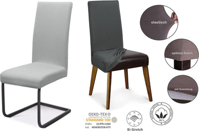 Stuhlhussen Sets, elastische Stretch Husse Jersey Baumwolle Sitzbezug für Stuhl - 8er Set, Farbe: Be