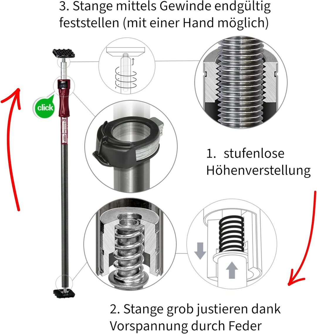 2er Set Piher Lastenstange 3. Hand Deckenstütze Montagestütze, ideal für Innenausbau, Ladungssicheru