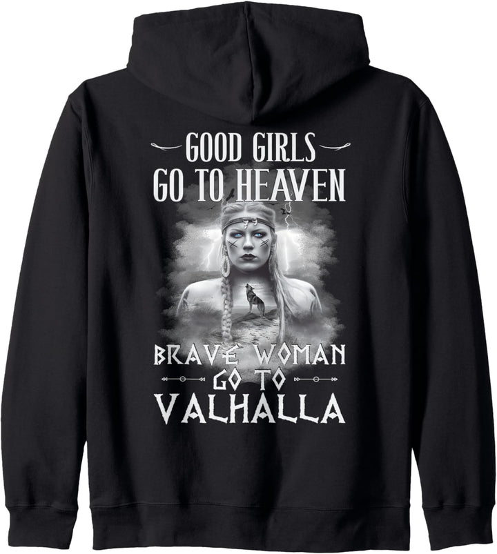 Walhalla Wikinger Sprüche Brave Woman Go To Valhalla Kapuzenjacke