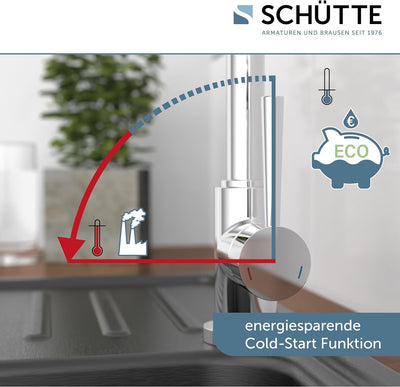 SCHÜTTE Küchenarmatur Cornwall, Wasserhahn Küche, 360 Grad schwenkbare Spültischarmatur für Doppelsp