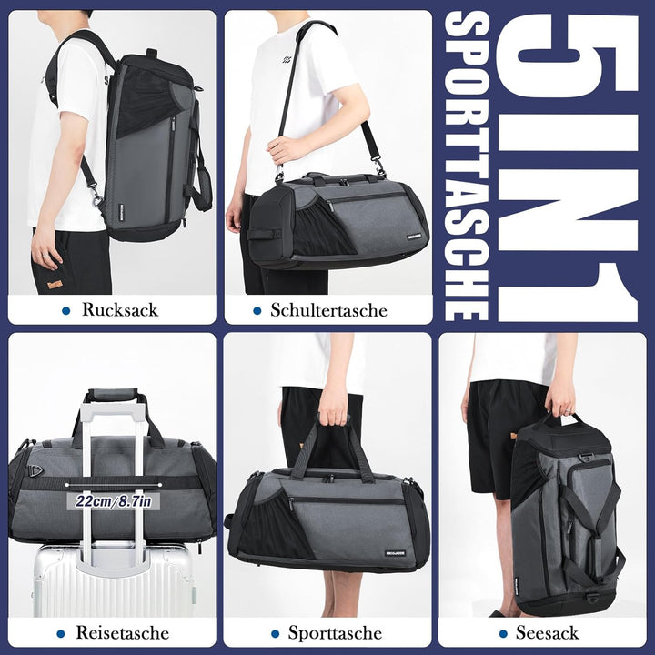 BECOJADDE Sporttasche Herren 40L Gross Sporttaschen Reiserucksack Mehrere Taschen Rucksack mit Schuh